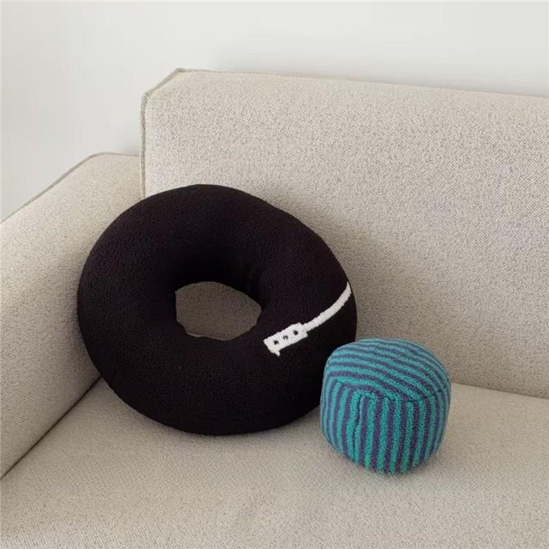 Cute Plush Record Pillow For Sofa And Car Interior Decor With Embroidered Design