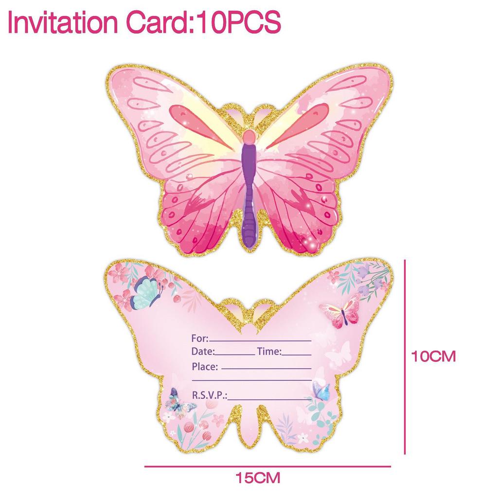 Pink Butterfly-Themed Birthday Party Set: Disposable Banners, Tableware, Paper Cups, and Paper Plates for Decorations and Party Setup