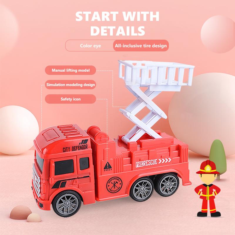 Fire Truck Toy Set Children's Inertial Ladder Lift Sprinkler Toy Diecast Engineering Car Models Fire Fighting Truck Toys for Kid