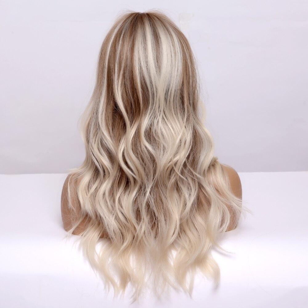 EASIHAIR Světle blond vlnité syntetické paruky pro ženy Paruky Hnědý melír Cosplay paruky Tepelně odolná paruka střední délky