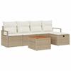 Garden Sofa Set with Cushions and Storage 6 Pieces Beige Poly Rattan