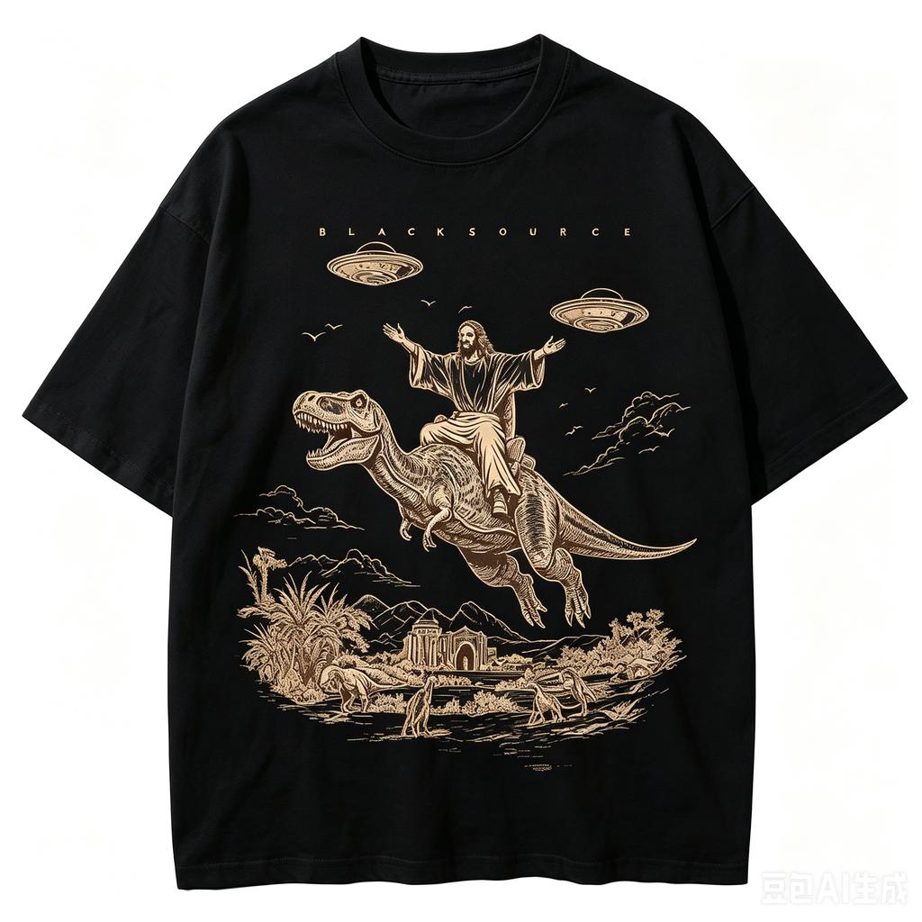 2026 Hot Sale Cartoon Dinosaur Print Fashion Tshirt Unisexs Unisex Distressed Vintage Tee Student Fashion Design Vacation Top
