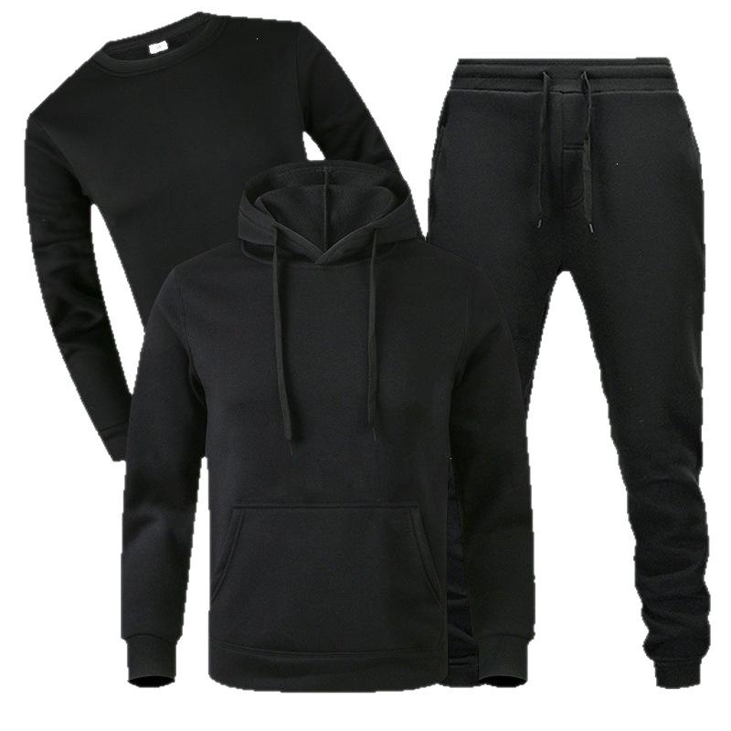 Loose Autumn/Winter Fleece Hoodie & Sweatpants Three-Piece Casual Sports Set