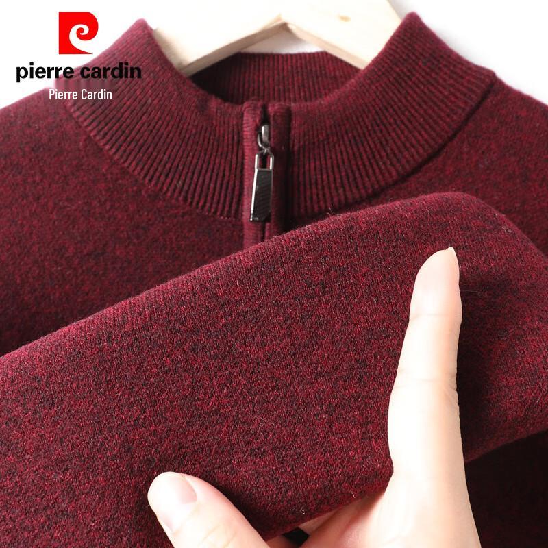 Pierre Cardin Men's 100% Wool Zipper Mock Neck Sweater