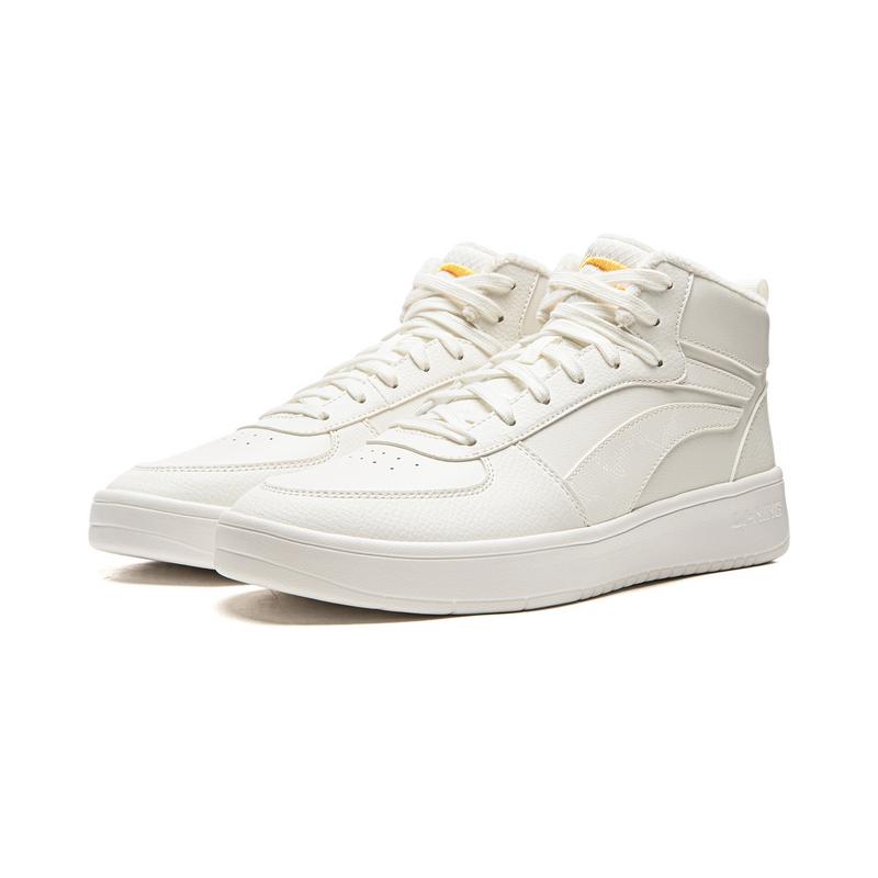 Men's Sneakers Li-Ning Skate Shoes Men's High-top Mist White (Fleece-Lined)