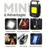 Small LED Flashlight Keychain Light USB Rechargeable Torch Work Light Multifunctional Portable COB 90 ° Rotation Camping Lantern