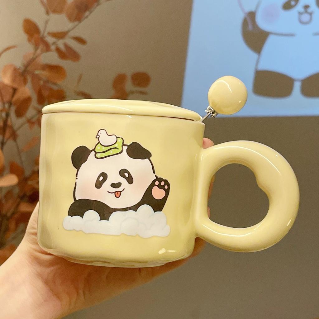Graduation Gift for Teacher Souvenirs for Girls Ceramic Mug with Lid Panda Water Cup Practical Cup Men