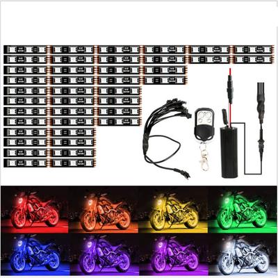 12X Rgb Neon Led Strip Kit For Motorcycles And Scooters With Bottom Light, Dc12V, Universal