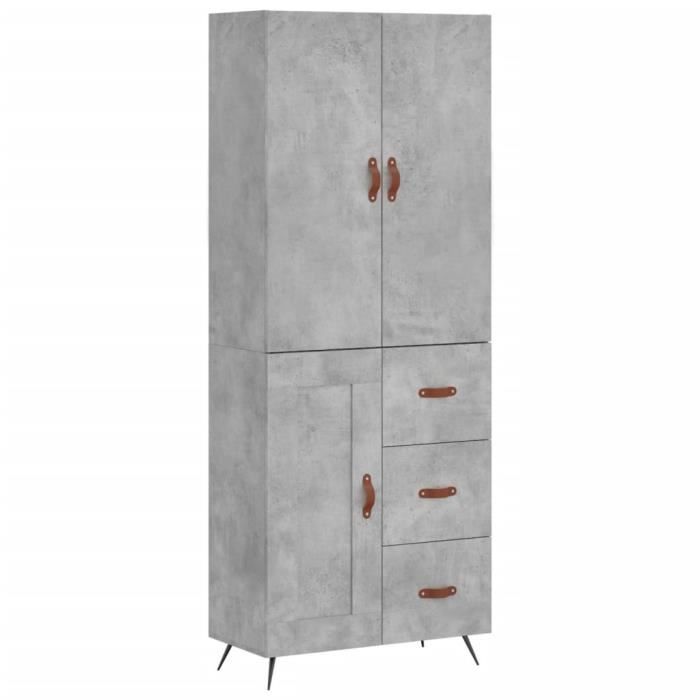 VidaXL Highboard Concrete Grey 69.5x34x180 Cm Engineered Wood 3195991