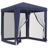319217 vidaXL Party Tent with 4 Mesh Sidewalls Blue 2x2 M HDPE