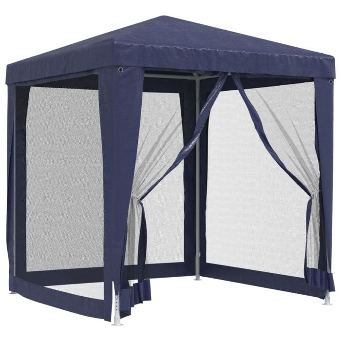319217 vidaXL Party Tent with 4 Mesh Sidewalls Blue 2x2 M HDPE
