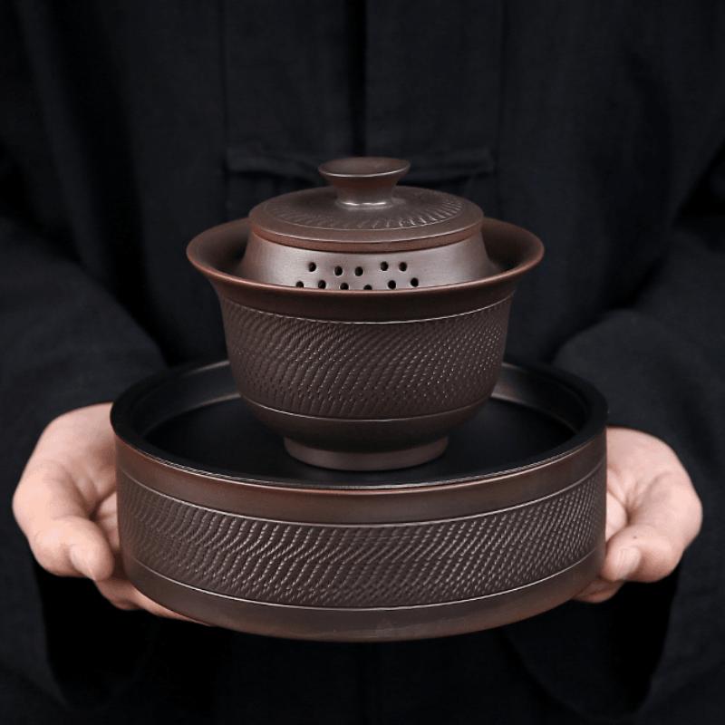 Jianshui Purple Pottery Gaiwan Ceramic Handmade Household Kung Fu Tea Set Tea Bowl Tea Cup Tea Maker Tea Ceremony Tea Tureen