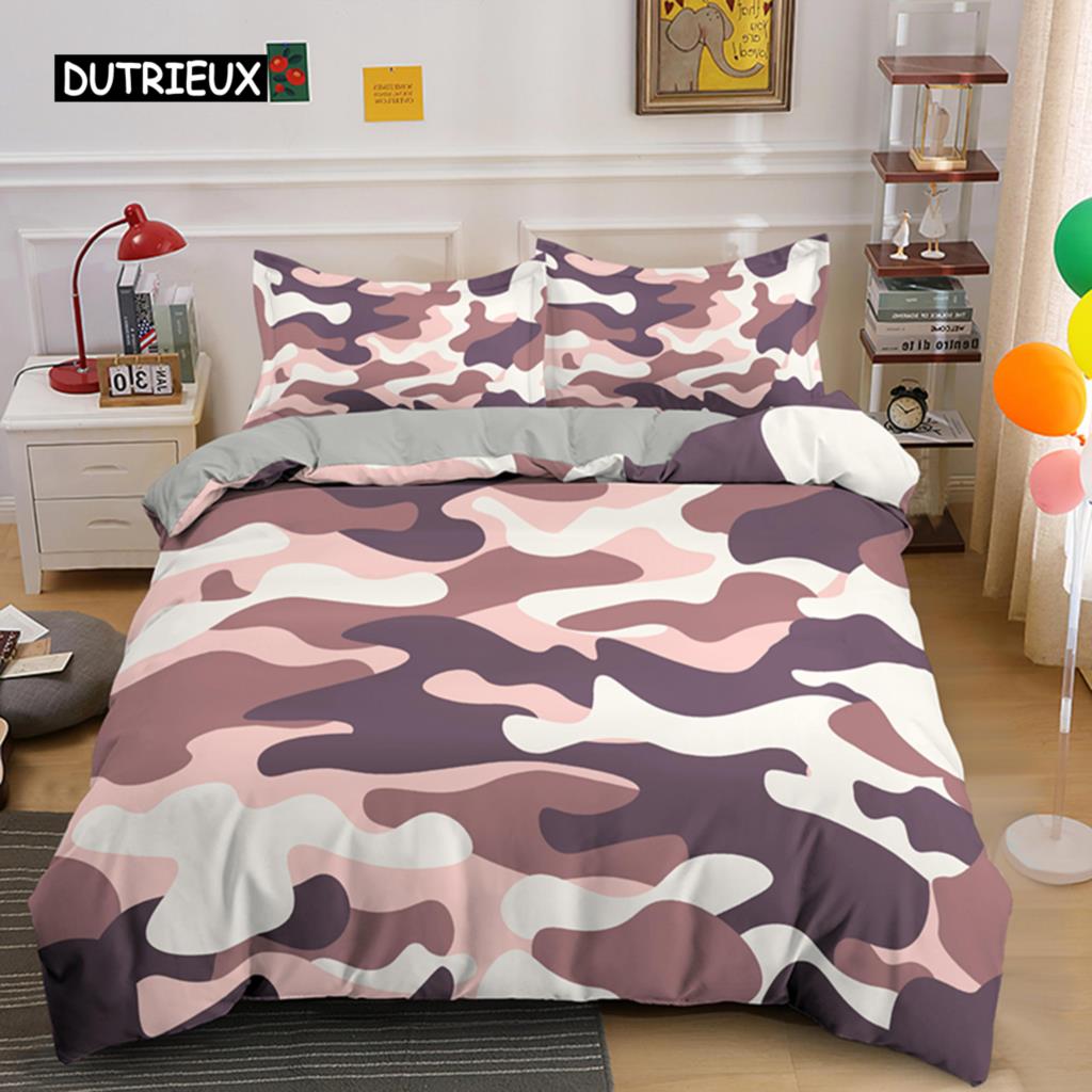 Kamuflasje Sengetøy Sett Gutt Tenåring Barn Abstrakt Dynetrekk med Putetrekk King Queen Twin Størrelse Polyester Dynetrekk 2/3 stk
