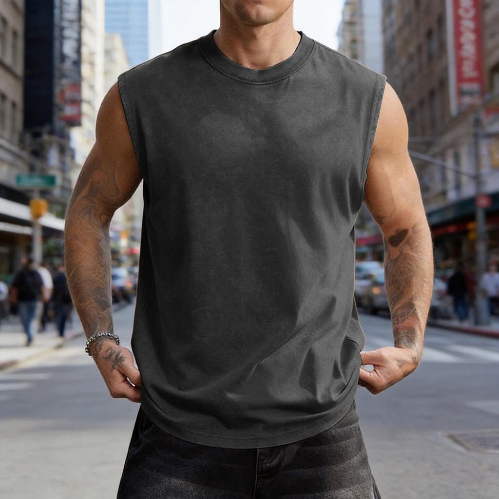 Unisex Sleeveless Casual Tank Top Loose Fit Vintage Streetwear Style Athletic Muscle Shirt Comfortable Fabric Soft Texture