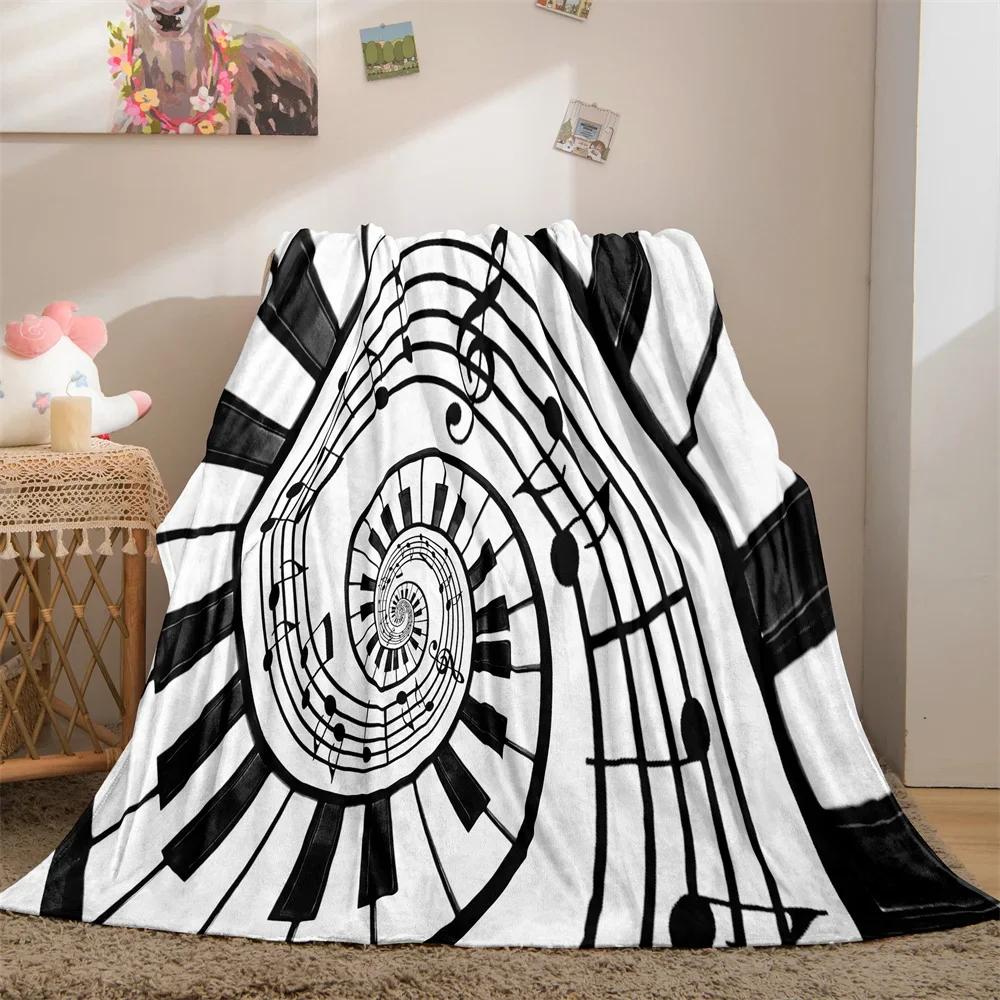 

Music Piano Pattern Blanket Comfortable Lightweight Warm Flannel Throw Blankets for Home Bed Sofa Summer Air Conditioner Blanket 80x120cm