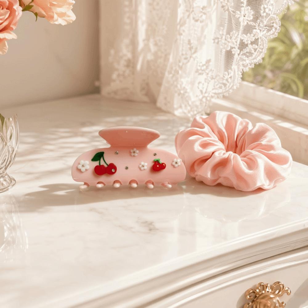 Rhinestone Decor Hair Barrettes Floral Decor Hair Jaw Clips Sweet Style Shark Hair Clips For Women