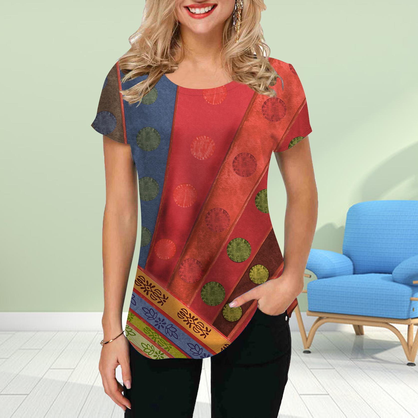 

Модная женская футболка с принтом в стиле ретро, забавная повседневная футболка с короткими рукавами и круглым вырезом, летняя женская футболка 5XL разноцветный