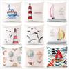 Sailing Lighthouse Hot Air Balloon Digital Printing Short Plush Pillow Covers For Car Sofa Office Cushion Cover Home Goods