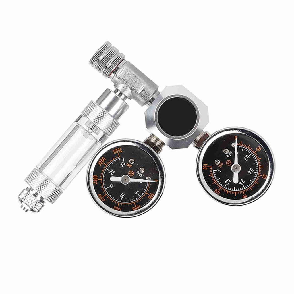 CO2 Regulator Aquarium Dual Gauge Display with Bubble Counter and Check Valve