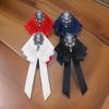 Handmade Ribbon Bows Brooch Men's Suit Shirt Collar Pin Rhinestones Crystal for Special Occasion