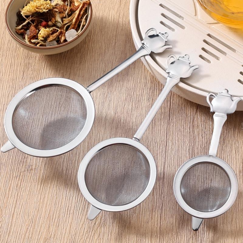 Food Grade 304 Stainless Steel Teas Infuser Basket Fine Mesh Strainers With Ergonomic Handle For Hot Iced Beverages