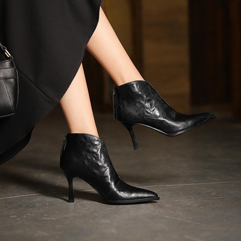 Fashion NEW Autumn Women Boots Genuine Leather Shoes for Women Pointed Toe Thin Heel Shoes Super High Heel Modern Boots Daily Ankle Boot