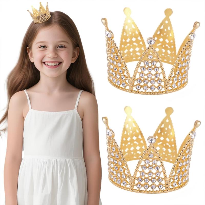Elegant Gold Princesses Birthday Crowns For Girls Party Accessory Eye-catching Crystal Tiaras With Sparkling Crystal Design