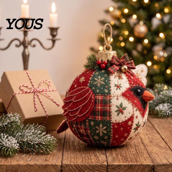 Decorative Fabric Patchwork Crafts Christmas Ball DIY Kit, Ornament Sewing Xmas Holiday Craft Projects for Adults Kit Adults, Handmade Tree Decoration