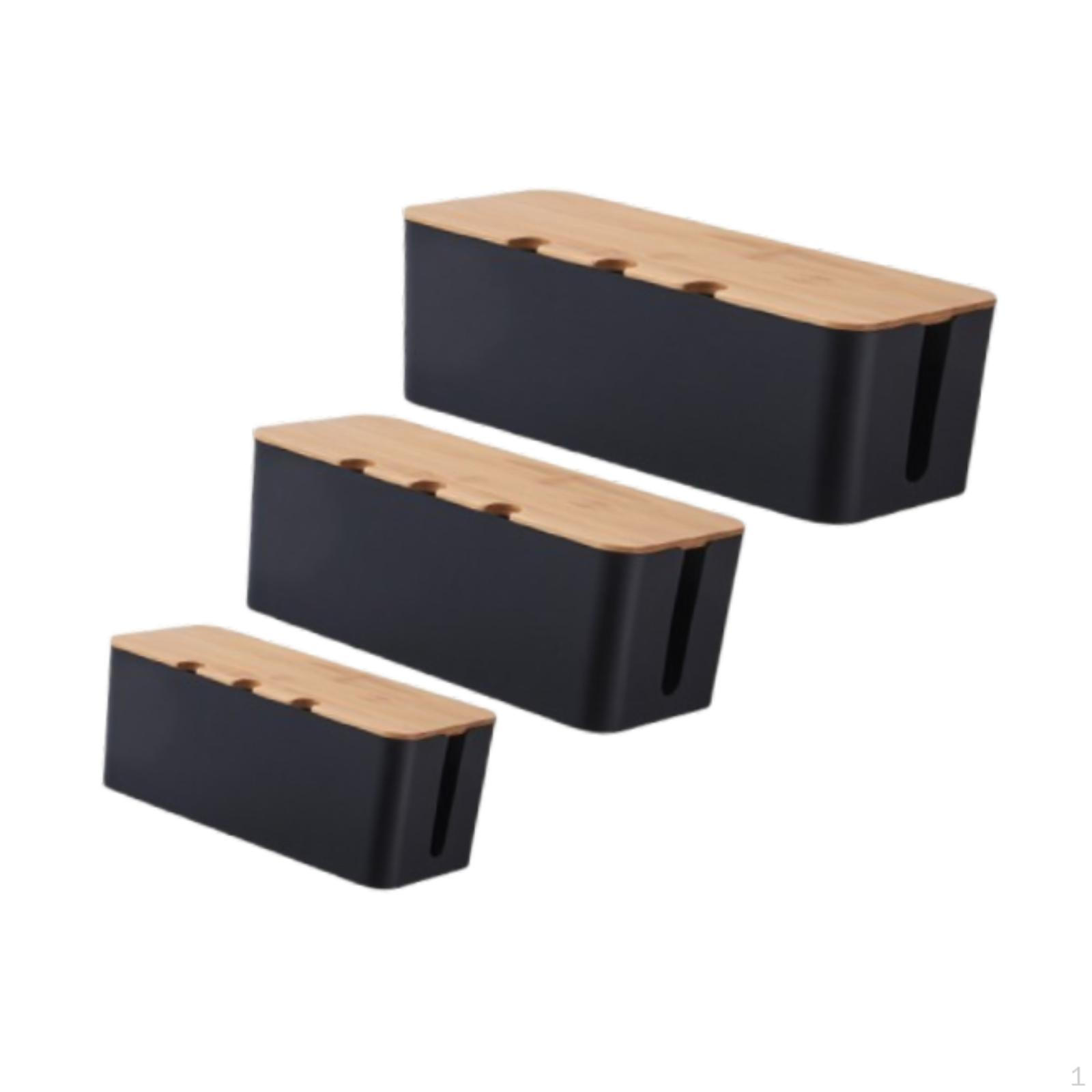 

Коробка для кабельної розкладки з 3 предметів. Органайзер для шнурів. Модний стильний робочий стіл із кришкою чорний