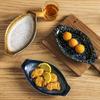 Japanese Style Kiln Transformed Snack Plate Sushi Sashimi Plate Irregular Boat Shaped Ceramic Plate Restaurant Sushi Shop