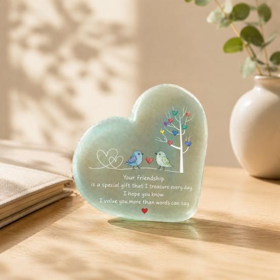 Inspirational Hanging Ornaments Heart Ornament with Heartwarming Message, Best Friend Decorative Acrylic for Friends Keepsake, Desk Decoration