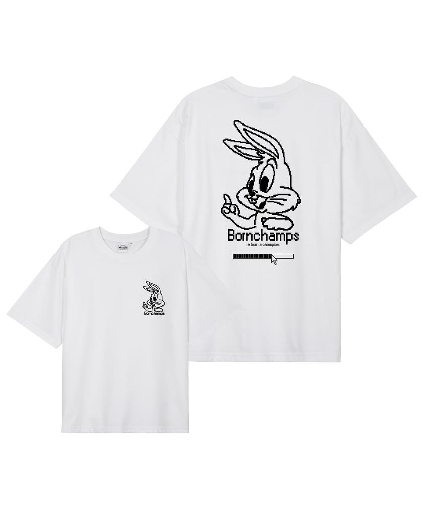 BORN CHAMPS [11 Colors] Pixel Bunny Oversized Short Sleeve T-Shirt B25St41 (B Type)