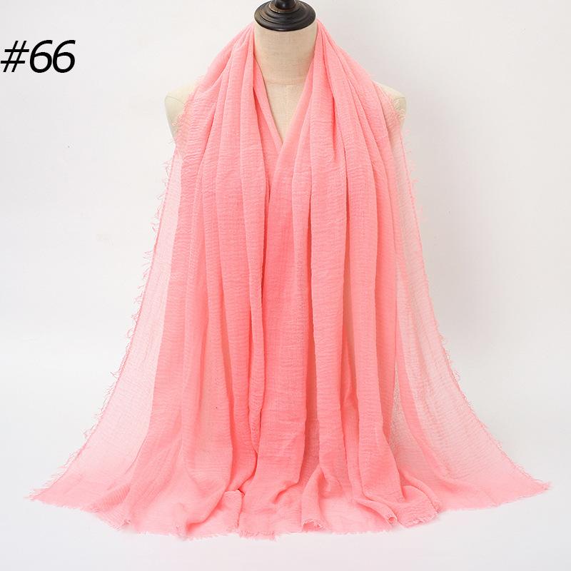 New Pleated Monochrome Cotton Solid Color Scarf, Naturally Pleated Human Cotton Hair Beard Edge Large Size Women's Headscarf B