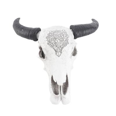 Resin Bull Head Wall Hanging Decoration Long Horn Animal Sculpture Background Wall Home Ornament
