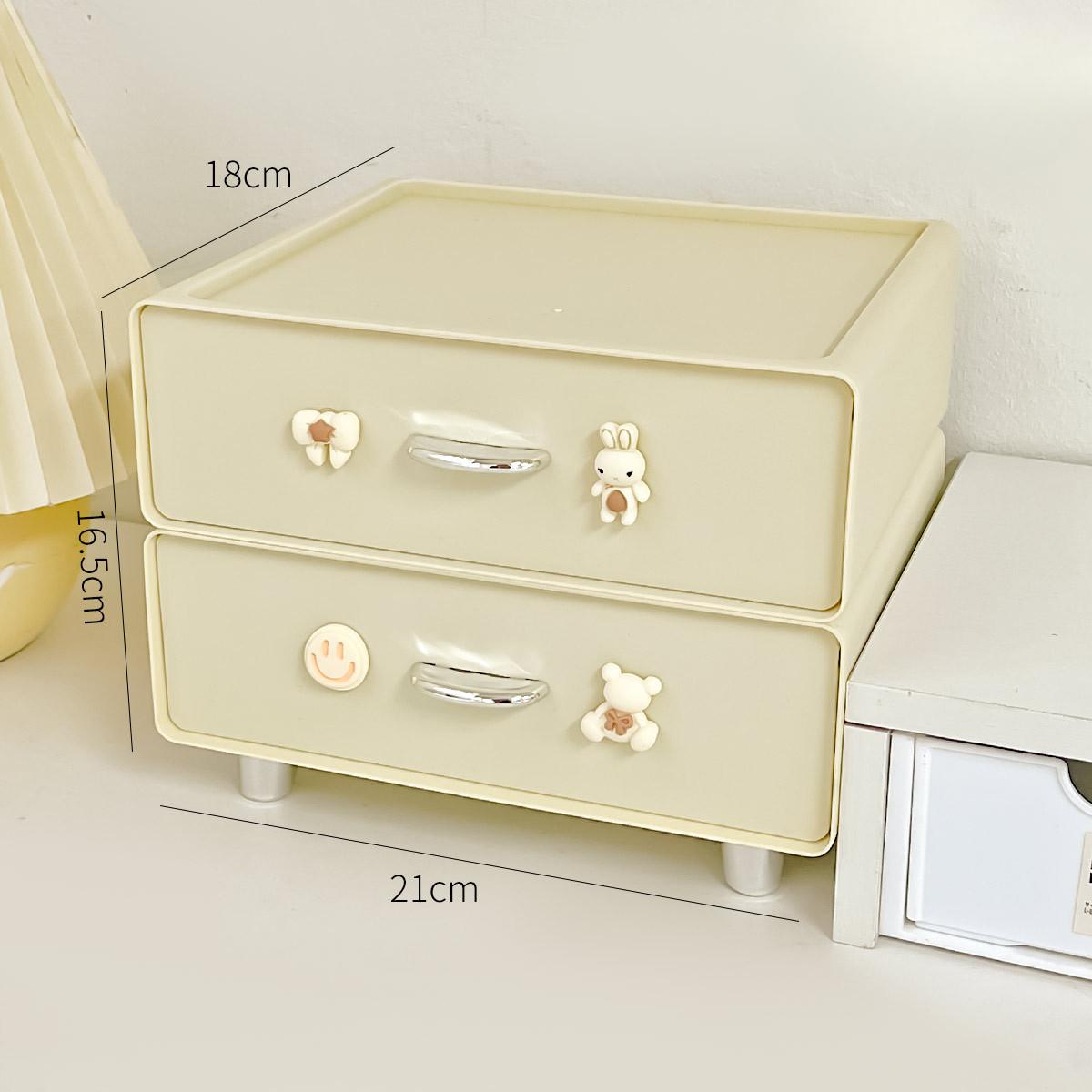 

Кремовый ящик для хранения на рабочем столе, ящик для органайзера для макияжа, симпатичный студенческий стол, полка для канцелярских принадлежностей 2 layers can be stacked кремовый/белый