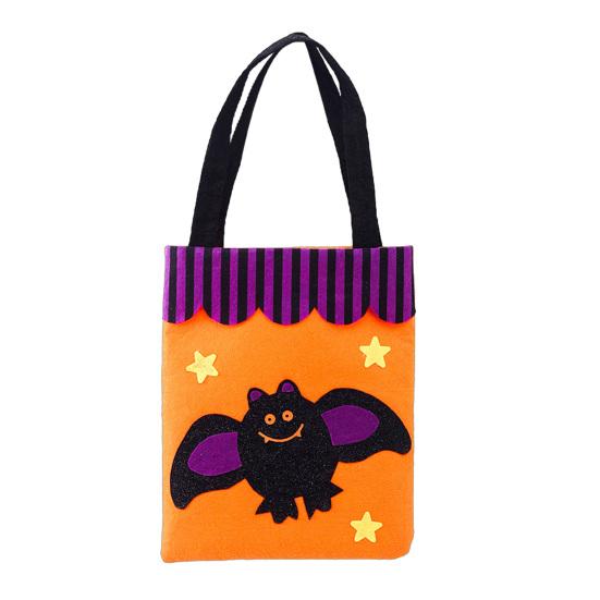 Holiday Photo Props Halloween Candy Bag, Cute Pumpkin Ghost Tote for Kids, Spooky Skeleton Theme Party Supplies Cartoon Pattern Treat Bag Party, Trick