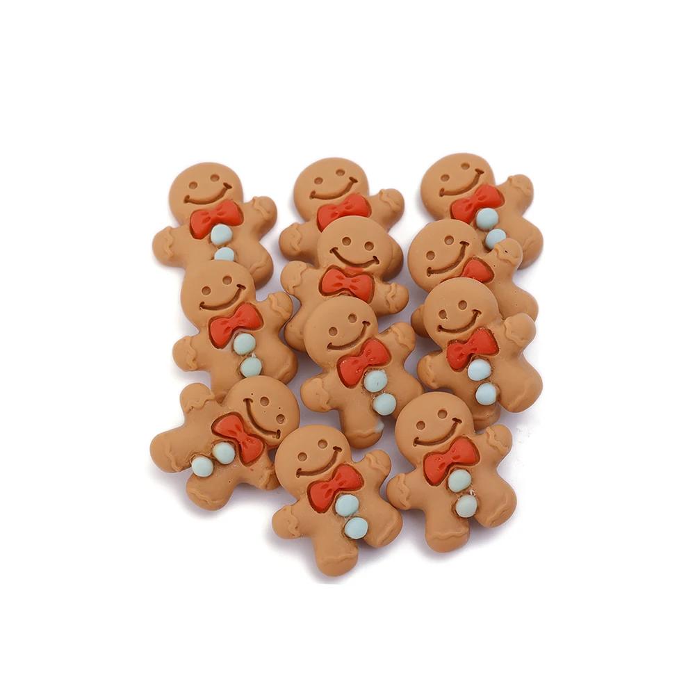 

50pcs Cute DIY Cartoon Christmas Gingerbread Man Charms Resin Pendants for Making Hairclip Earring Keychain Jewelry Accessories 1pcs