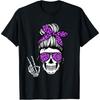 Boho Skeleton Messy Bun Bandana Halloween Apparel For Mom Cotton Men T Shirt