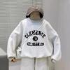 Boys 2024 Spring & Autumn Korean Pullover & Sweatpants Set - Solid Color, Casual & Fashionable