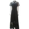 Women Summer Dress Mesh Dot Pattern V Neck Chiffon Slim Large Hem
