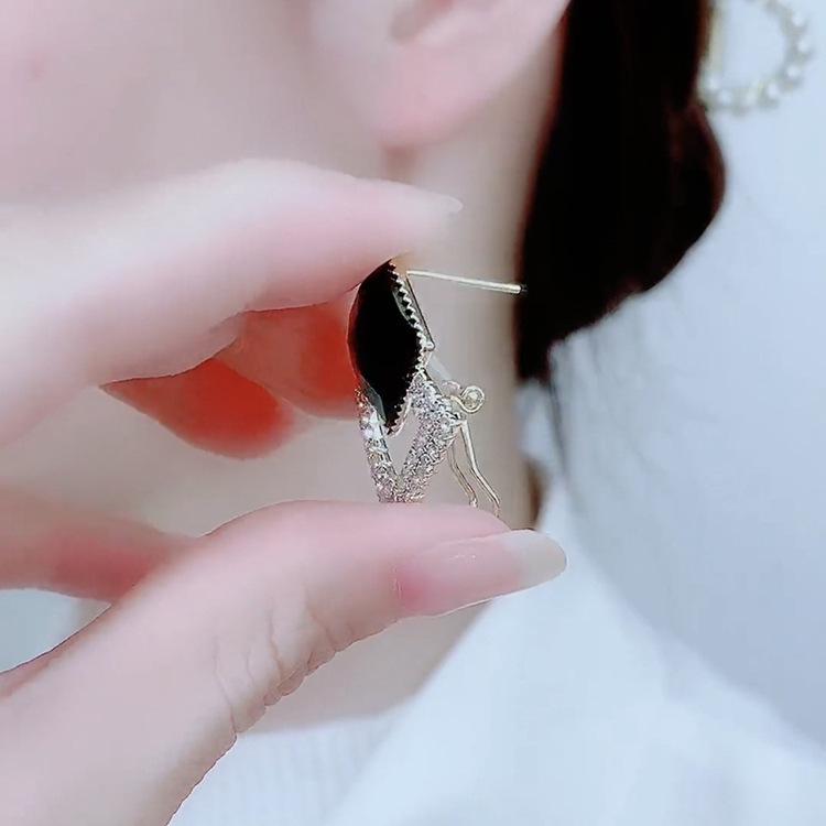 2022 Trendy 925 Silver Double Rhombus Crystal Stud Earrings