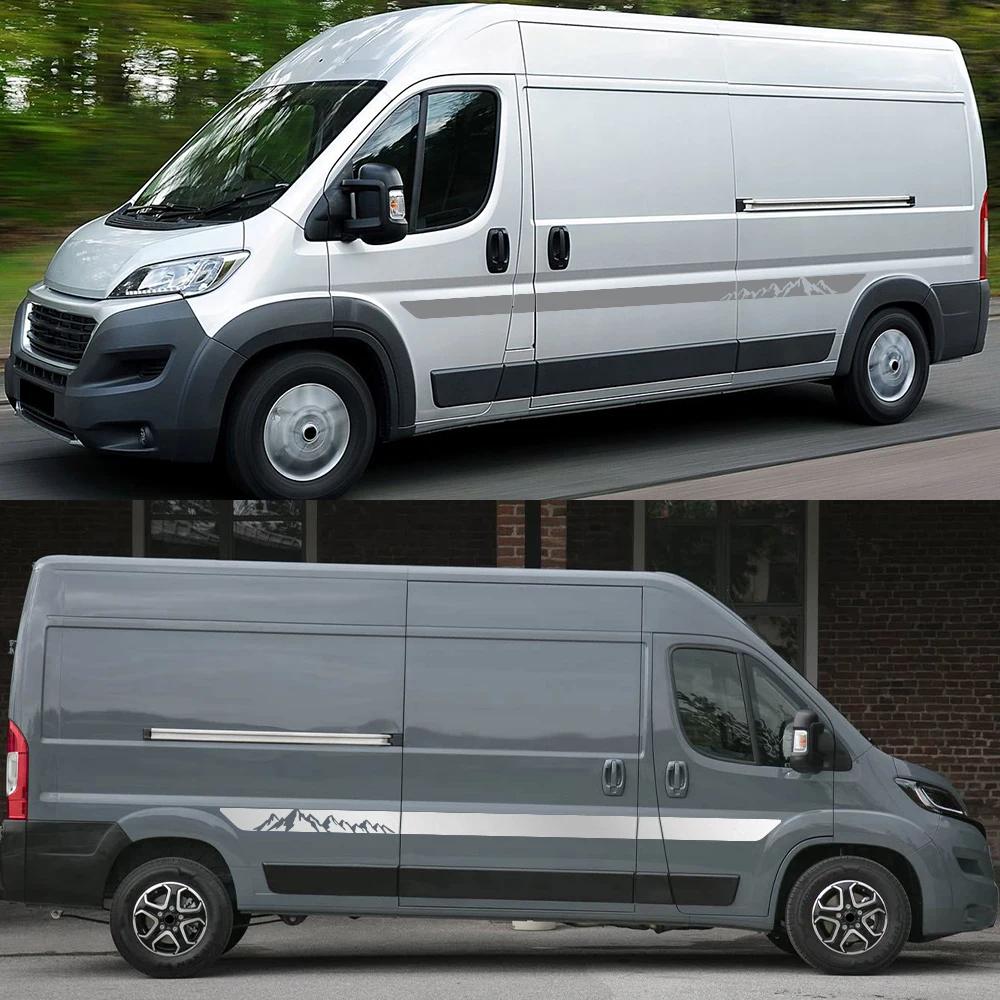 Car Side Stripe Stickers For Fiat Ducato L3 L4 (2006-On) Camper Motorhome Van Vinyl Mountain Tree Decoration Decals Accessories