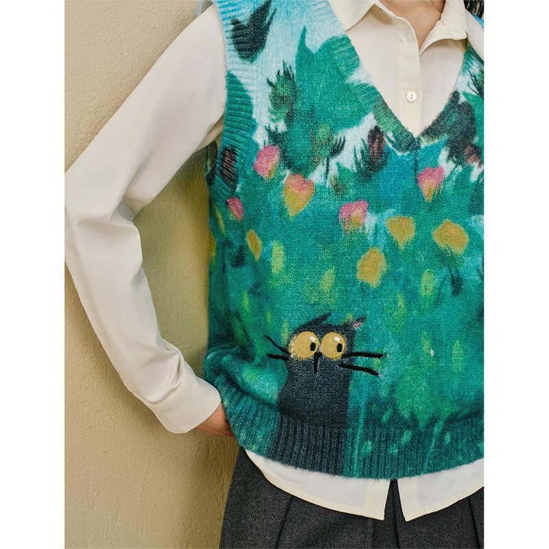 

INMAN Mirei Collaboration Cat Print Women s Knitwear M