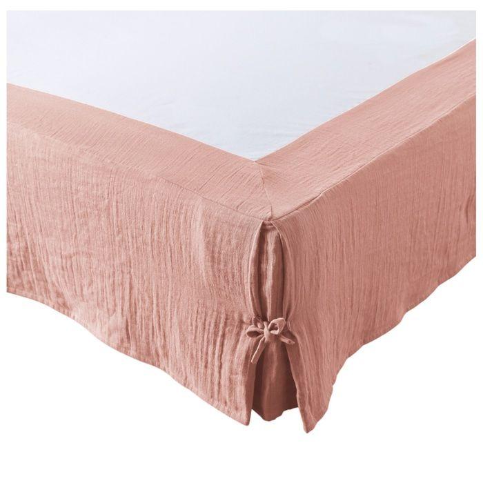 Cache-sommier - Gaia - 180x200 cm - Gaze de coton - Rose pêche - OEKO-TEX