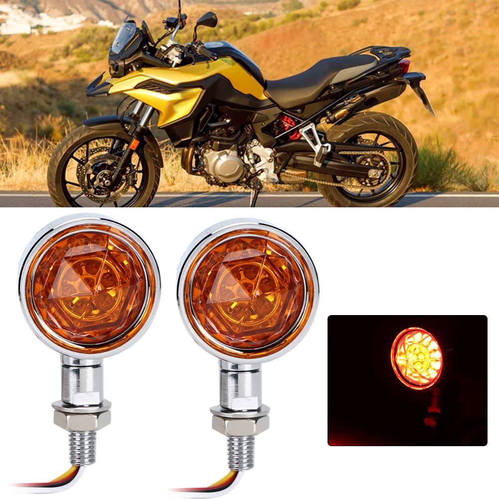Motorcycle Dual Flashing Light Amber Red Running Turn Signal Brake Lamp Chrome Shell Yellow Lens