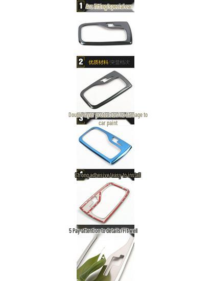 Cavalier Shift Lever & Cup Holder Glitter Sticker: Stainless Steel Console Decoration Accessories