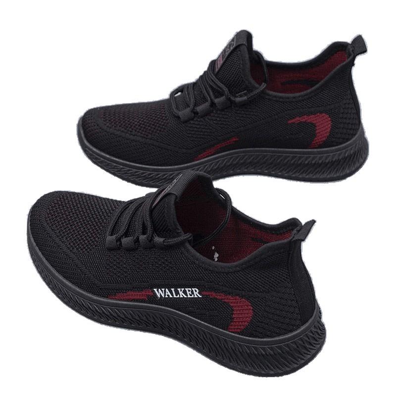 Old Beijing cloth shoes female mother shoes new fashion versatile sports shoes flying woven breathable soft sole not tired feet casual shoes