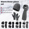 3 Pcs/Set Unisex Winter Beanie Scarf Gloves Set Thick Knitted Warm Cap Touchscreen Gloves Elastic Ear Protection Windproof Winter Outdoor Cycling Dome