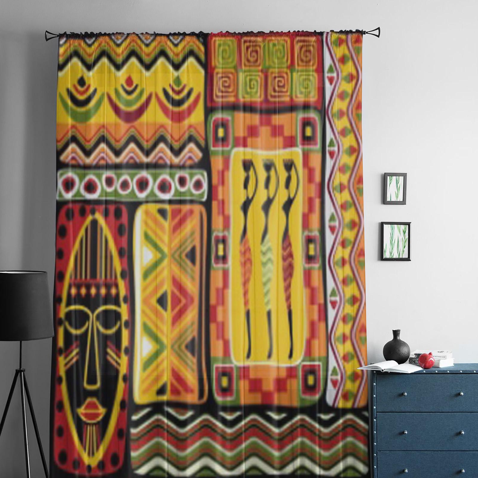 Прозрачные шторы с африканскими элементами для гостиной — фото 2