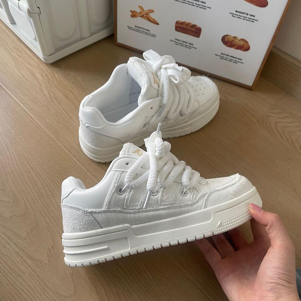 Ins Student Jeans Blau Retro Plateau Erhöhung Lässig Brot Schuhe Atmungsaktiv Sport Board Schuhe